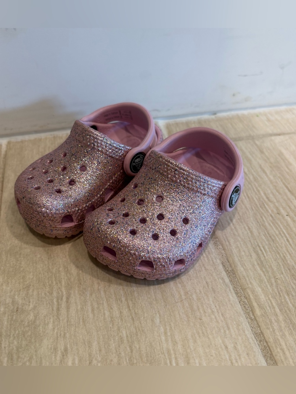 Crocs Lavender Purple Glitter Sparkle Infant Slip Ons - Picture 2 of 7